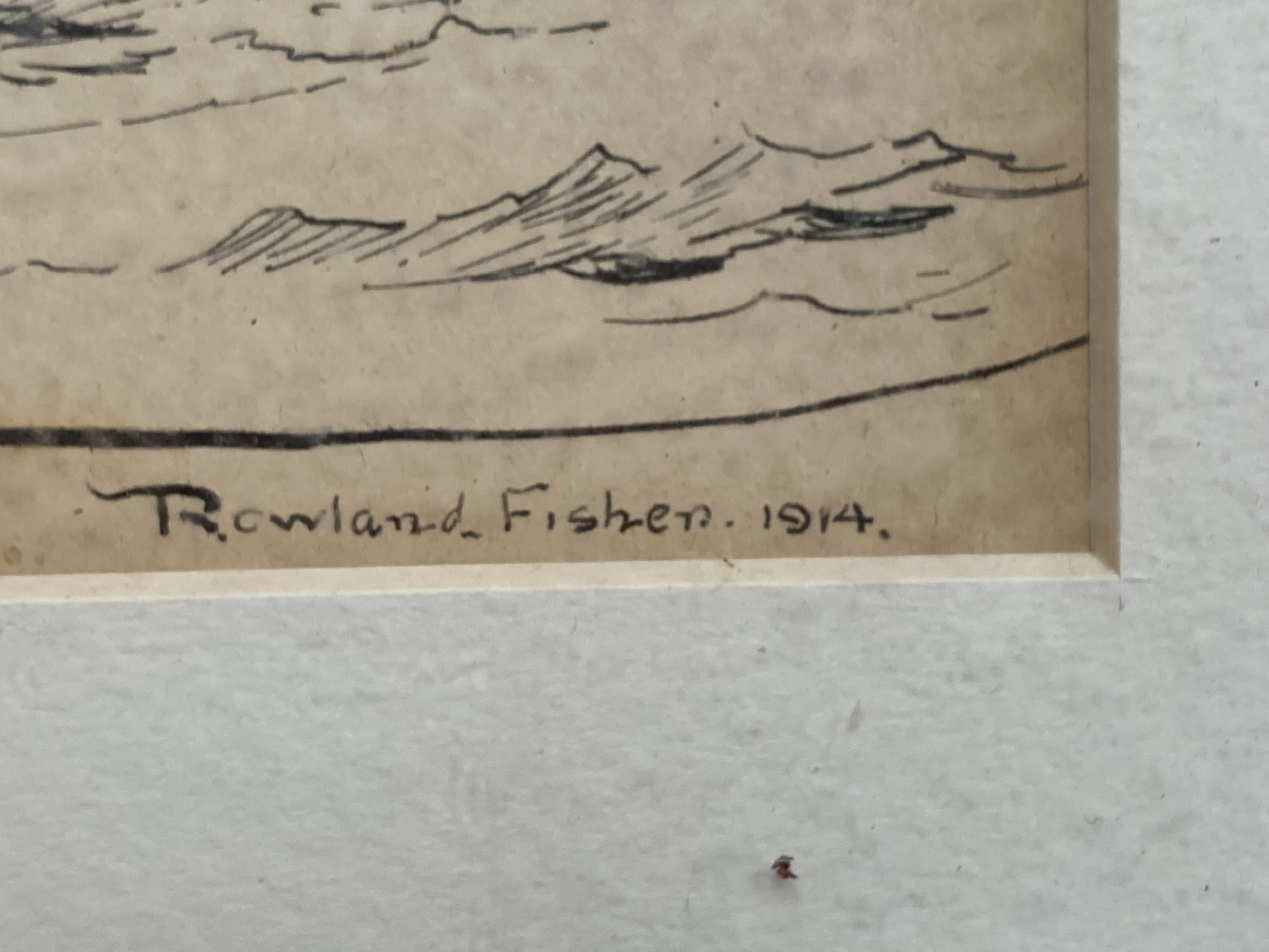 Rowland Fisher (1885-1969), pen and ink, Bathers, signed and dated 1914, 12.5 x 10cm